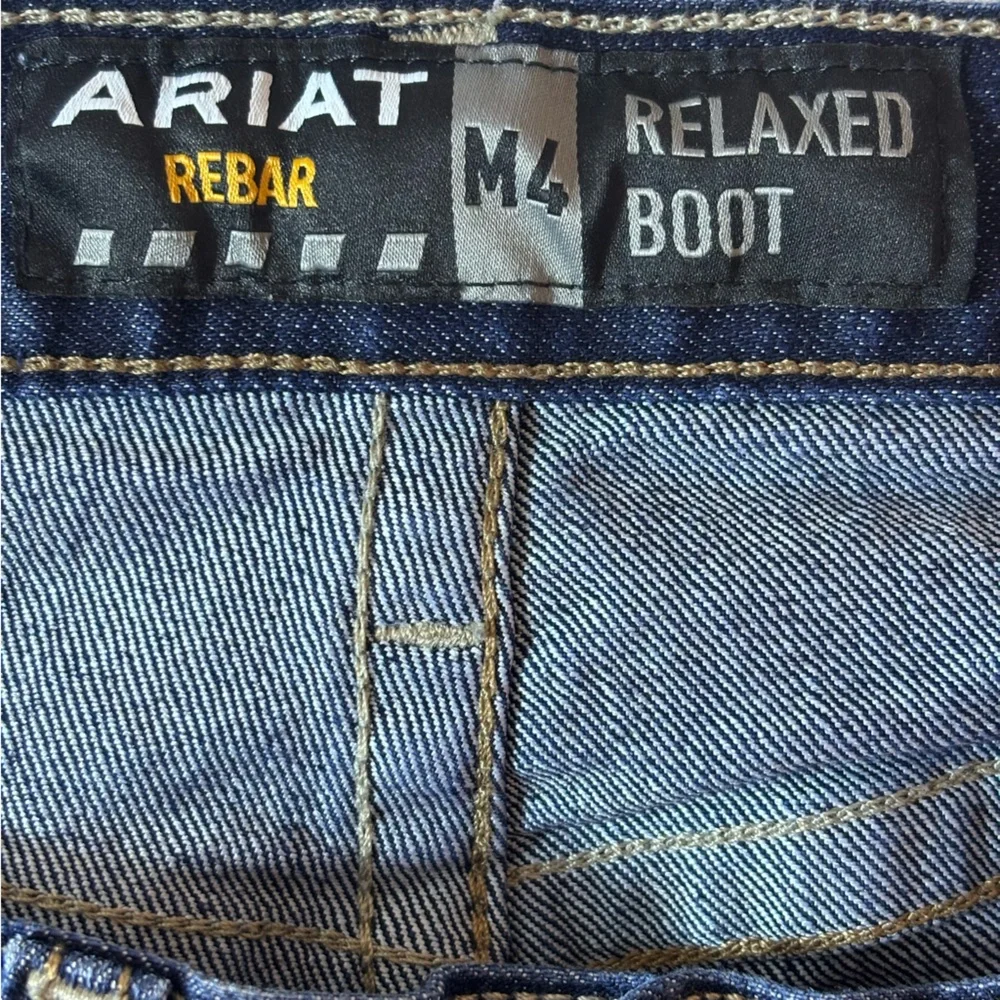 Ariat Maritime Jeans Rebar M4 Durastr Edge Relaxed Boot Cut Blue Jean Size 32x29